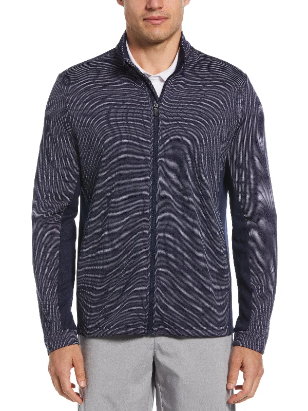 Men's Micro Jacquard Full Zip Golf Jacket Unique Men's Patch Unique Men's Patch