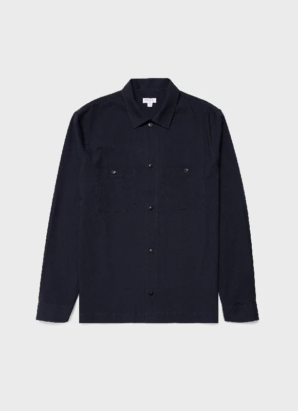 Men's Seersucker Overshirt in Navy Monochromatic All Monochromatic All