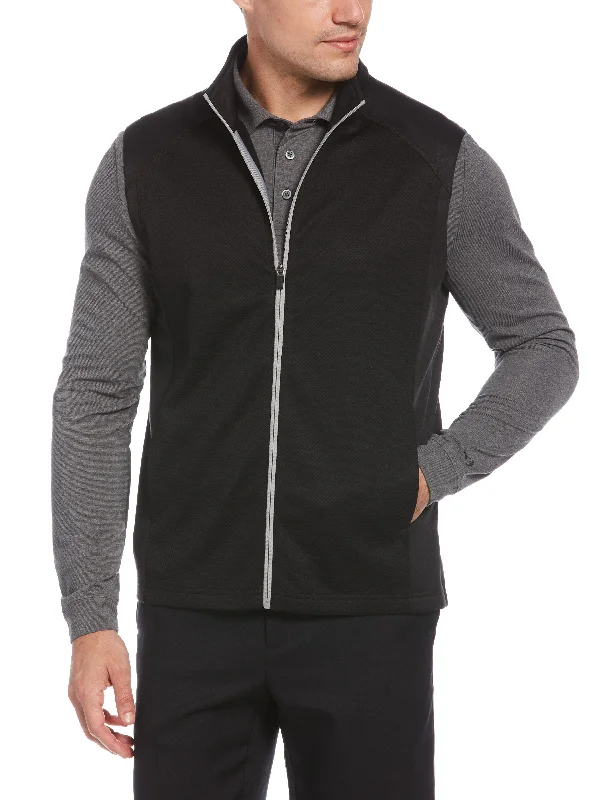 Men's Mixed Texture Fleece Golf Vest Masculine Men's Thick Masculine Men's Thick