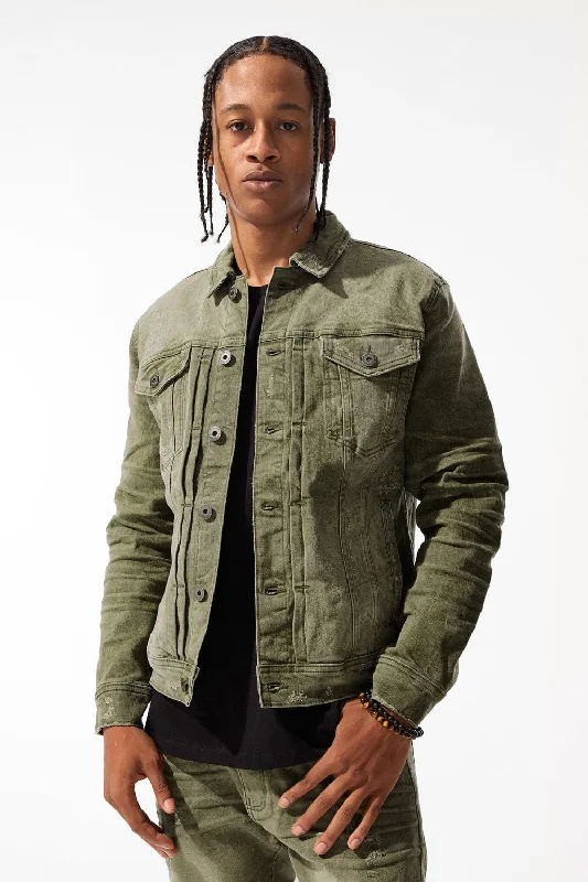 Meadowlands Denim Trucker Jacket (Earth Tones) Trendy Men's Oversized Trendy Men's Oversized