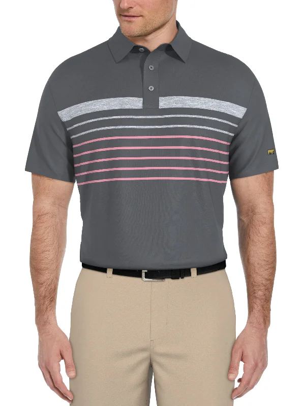 Men's Short Sleeve Chest  Stripe Print Polo Laid Laid