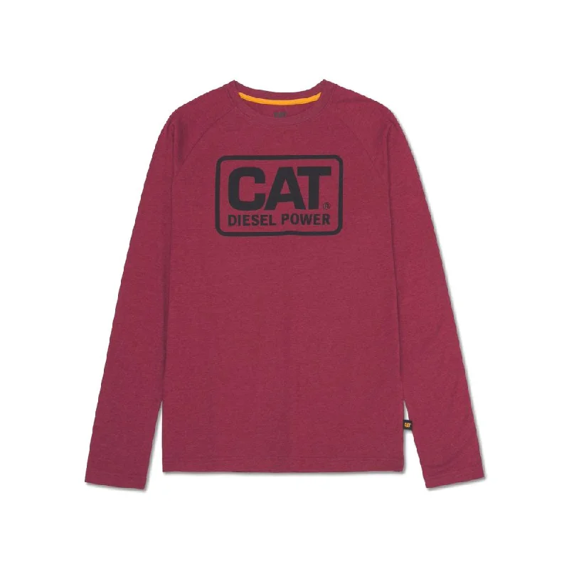 CAT Diesel Power Men's Long Sleeve Work T-Shirt 1010049 - Heather Red Relaxed Men's Australian  Relaxed Men's Australian 