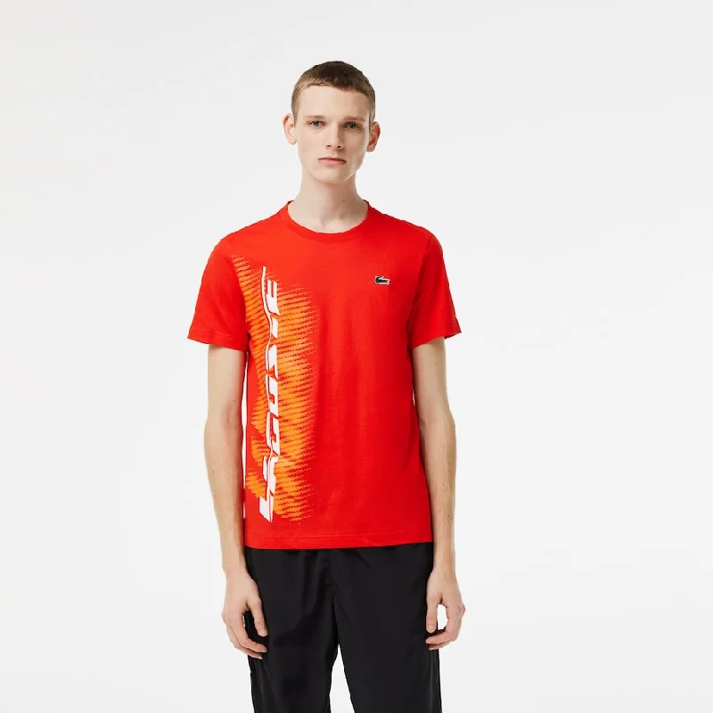 Men’s Sport Regular Fit T-shirt With Contrast Branding Red Modern Men's Geometric Modern Men's Geometric