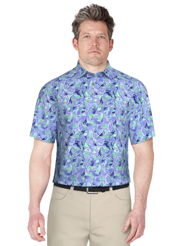 Men's Watercolor Birdie Print Golf Polo Tough Men's Tactical Tough Men's Tactical