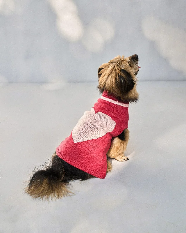 Heart Snug Dog Sweater - Blush Red & Baby pink Masculine Men's Thick