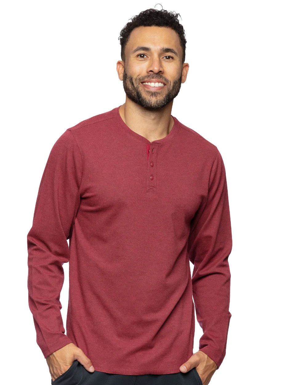 ANDY SOFT TOUCH HENLEY - SYRAH Relaxed Men's Beach