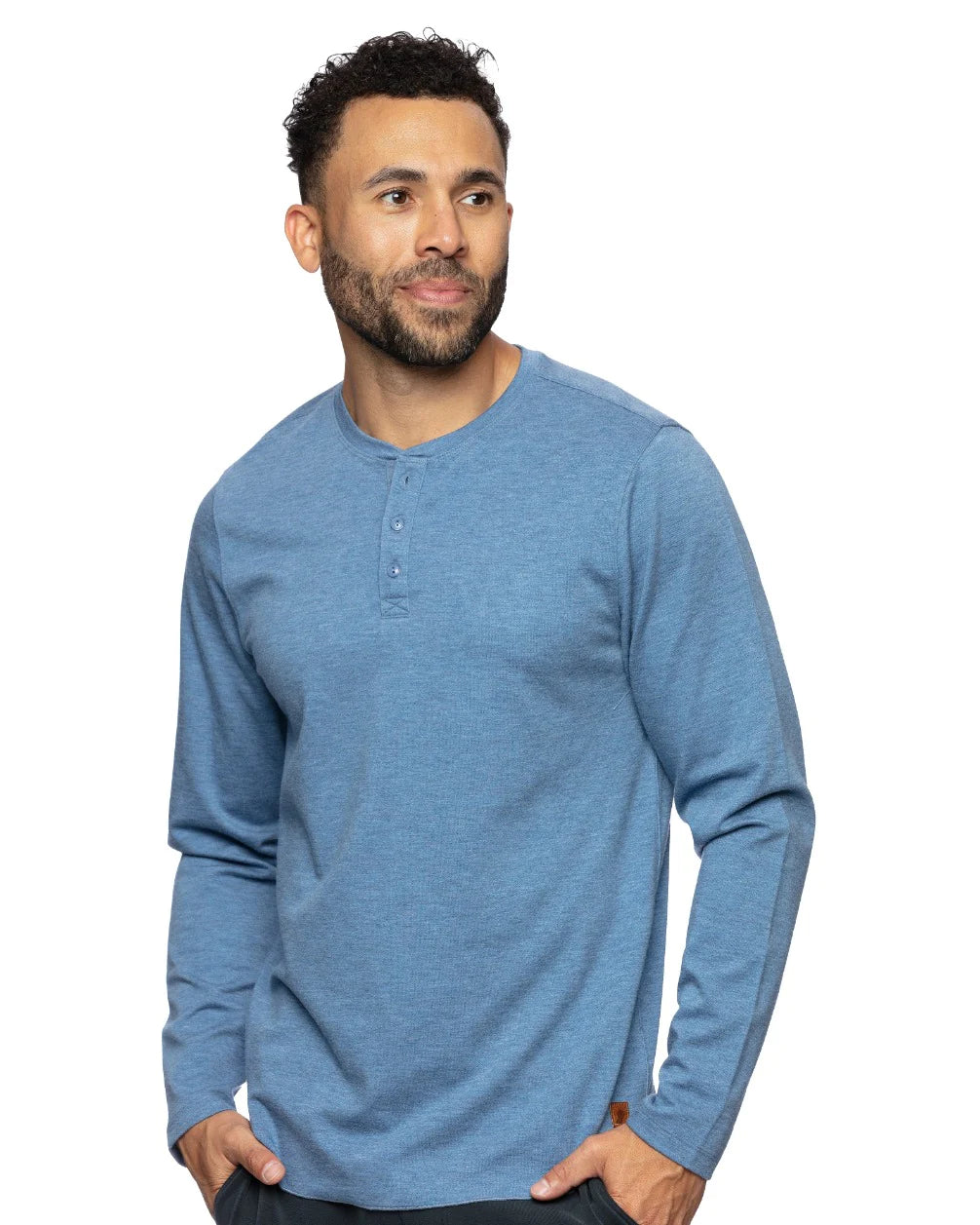 ANDY SOFT TOUCH HENLEY - INDIGO Cool Men's Distressed