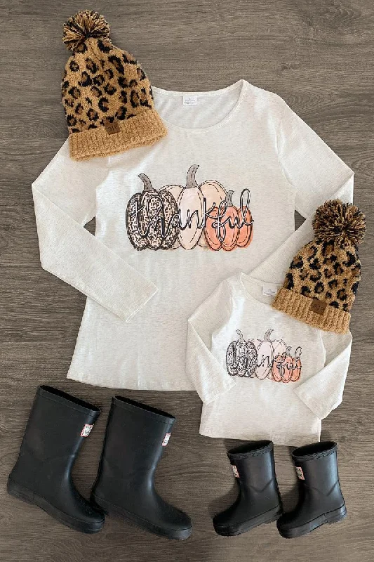 Mom & Me - "Thankful" Heather Pumpkin Top Cozy Men's Sherpa