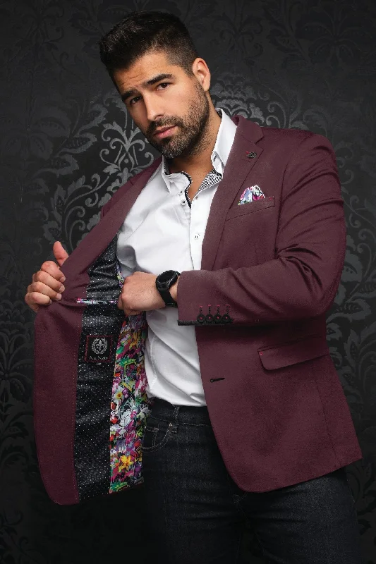 AU NOIR | Blazer | Bartolo Burgundy Youthful Men's Anime