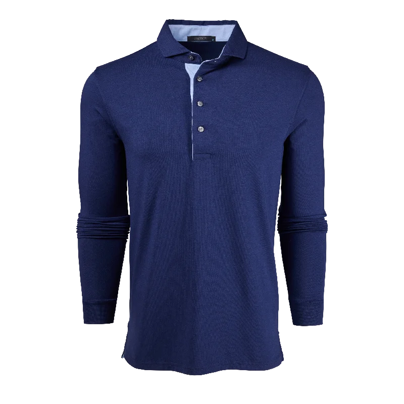 Apache Long Sleeve Polo (Maltese Blue) Organic