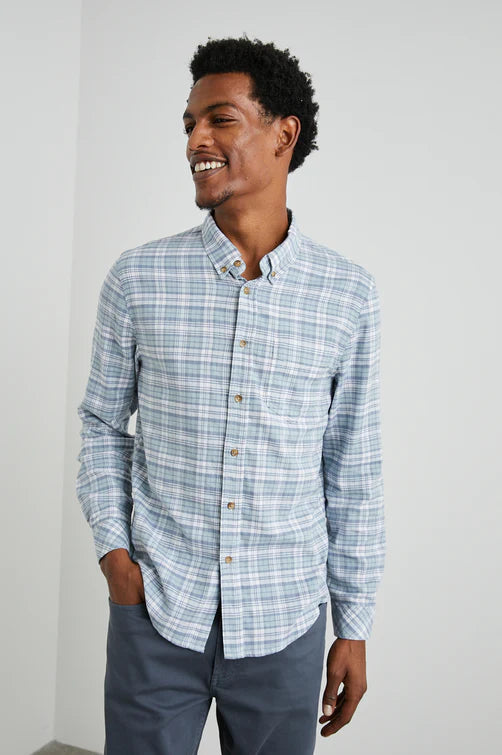 REID MELANGE BUTTON UP - GLASS Sophisticated Men's French