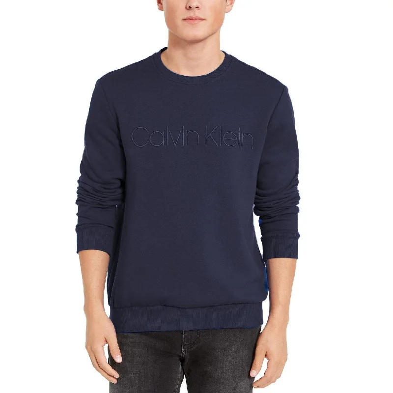 Calvin Klein Men's Tonal Embroidered Logo Fleece Sweatshirt Navy Size Extra Large Cozy Men's Winter Cozy Men's Winter