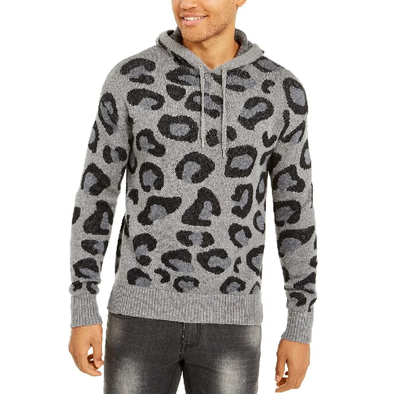 INC Men's Leopard Sweater Hoodie Gray Size Extra Large Masculine Men's  Masculine Men's 