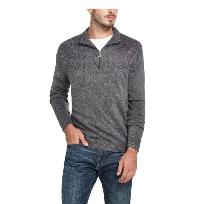 Weatherproof Vintage Men's Soft Touch Quarter-Zip Sweater Gray Size XXX-Large Laid Laid