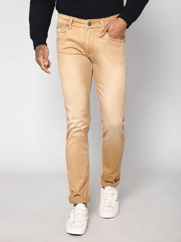 Men's Ultra Narrow fit Medium Fade Khaki  Jeans Refined Men's Velvet Refined Men's Velvet