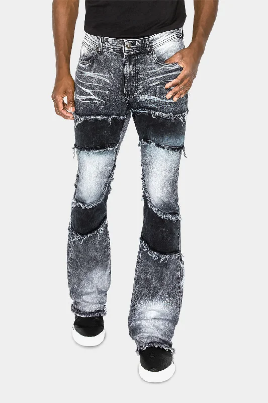 Color Block Wide Washed Denim Jeans Luxurious Men's High Luxurious Men's High