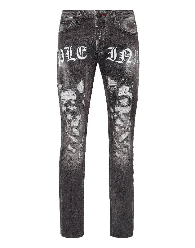 Denim Trousers Super Straight Cut Philipp Plein TM Casual Men's Loose Casual Men's Loose