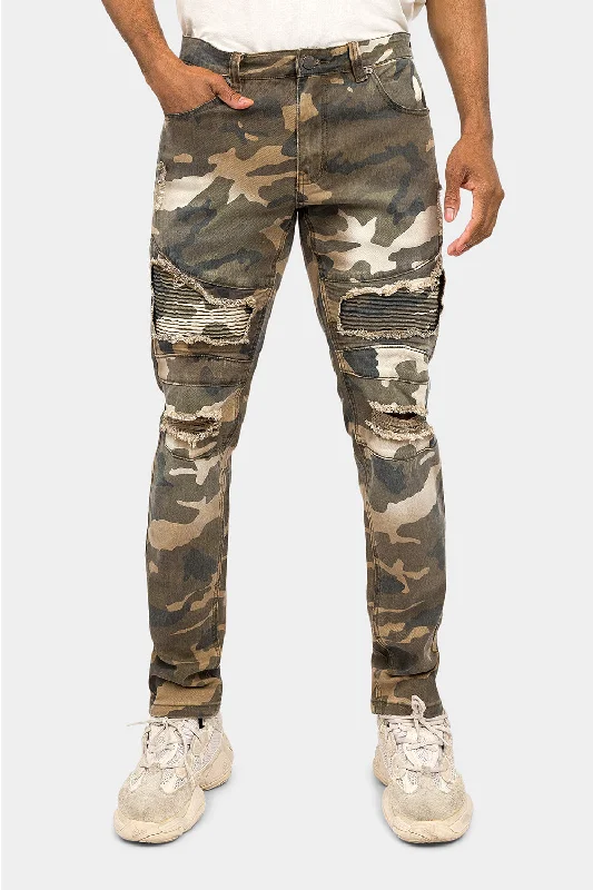 Distressed Biker Camo Jeans Sharp Men's Italian Sharp Men's Italian