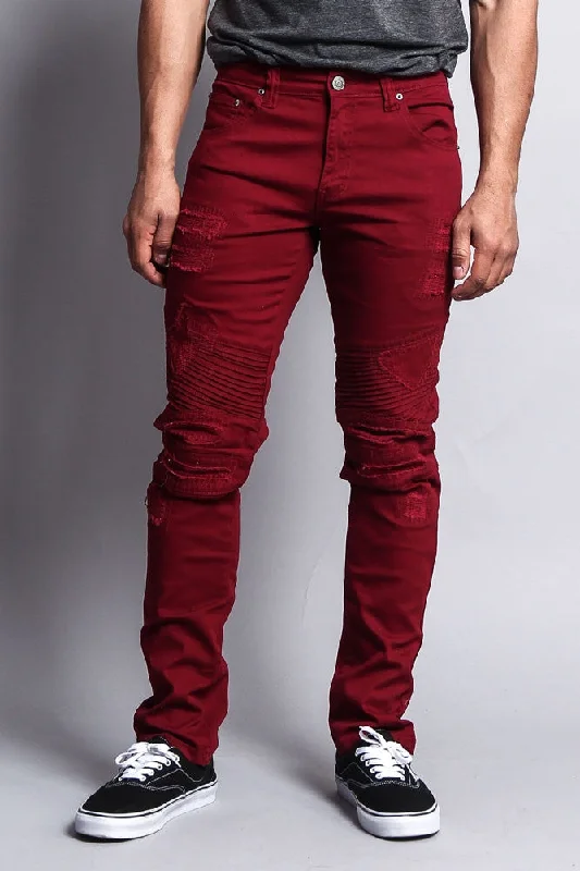 Distressed Biker Twill Skinny Pants Sharp Men's Italian Sharp Men's Italian