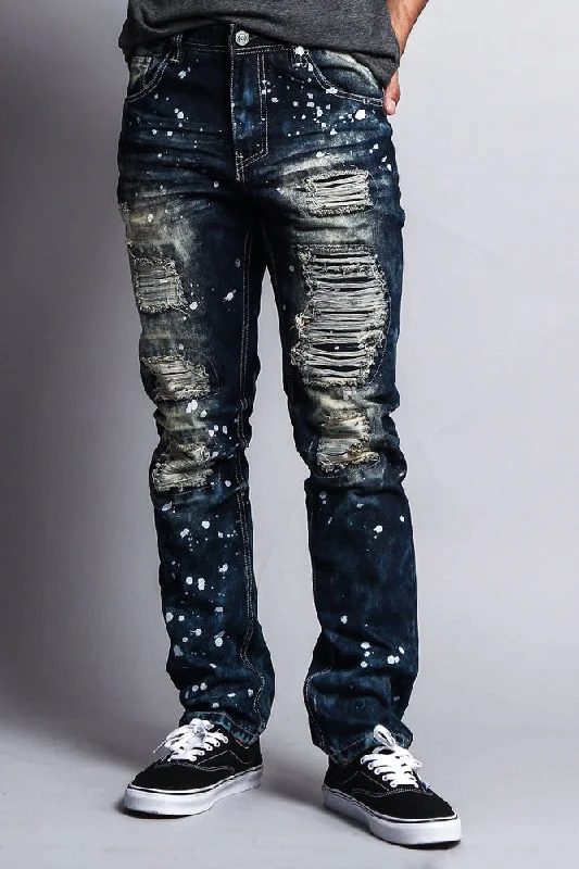 Distressed Paint Splattered Slim Jeans Rugged Men's Outdoor  Rugged Men's Outdoor 