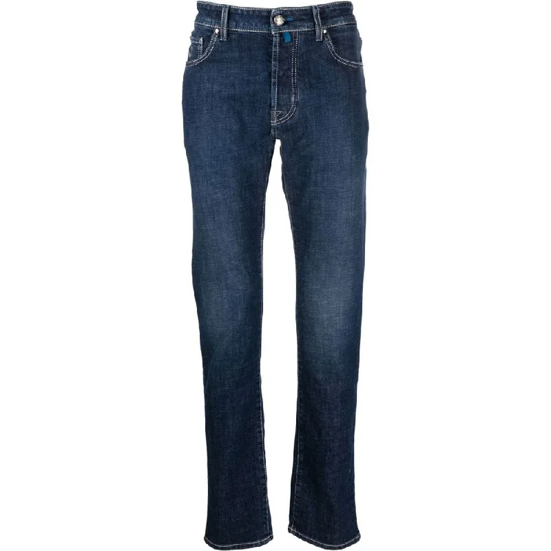 Jacob Cohen Exclusive Indigo Straight Leg Jeans with Bandana Men's Detail Traditional Men's Country Traditional Men's Country