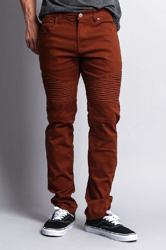 Men's Biker Twill Skinny Pants (Dark Dark Wheat) Laid Laid