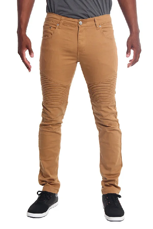 Men's Biker Twill Skinny Pants (Wheat) Trendy Men's Scandinavian Trendy Men's Scandinavian