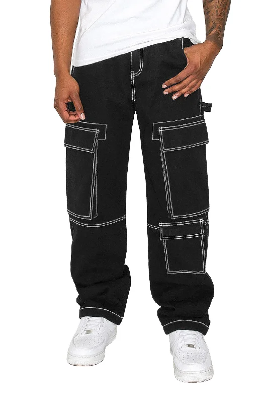 Men's Contrast Stitch Baggy Utility Pants Unique Men's Patch Unique Men's Patch