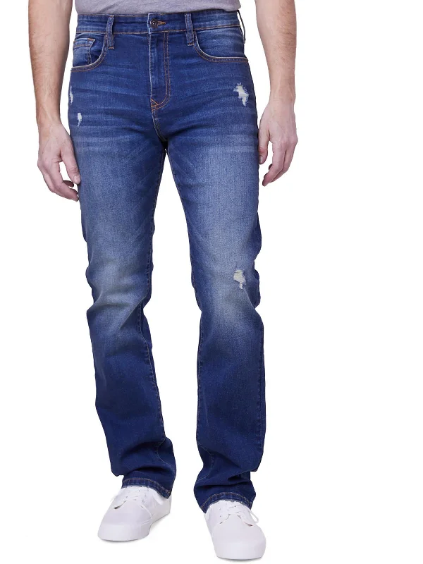 Mens Denim Distressed Straight Leg Jeans Cozy Men's Winter Cozy Men's Winter