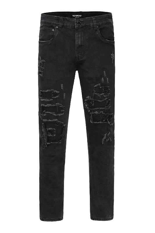 Men's Faded Ripped Repair Denim Jeans (New Colorway) Refined Men's European Refined Men's European