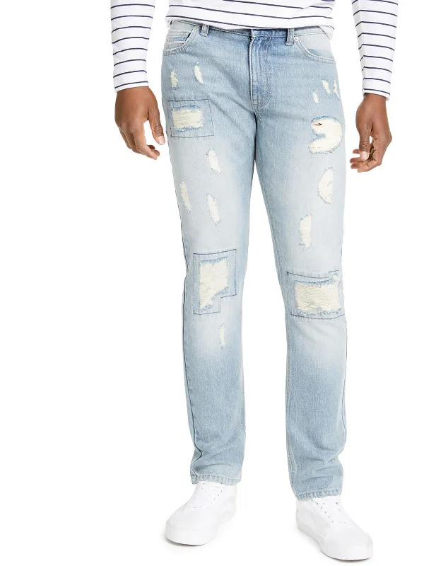 Mens Mid-Rise Distressed Slim Jeans Beach Beach