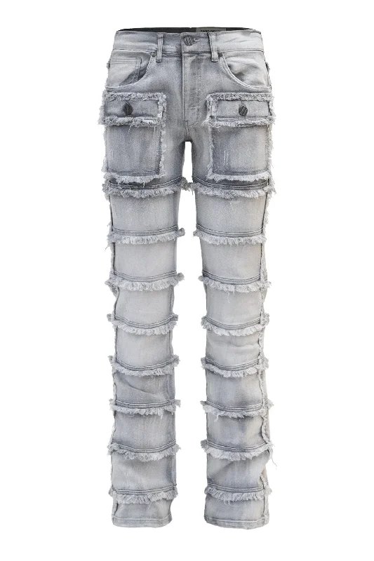 Men's Patchwork True Stacked Denim Jeans Dynamic Men's Moto Dynamic Men's Moto