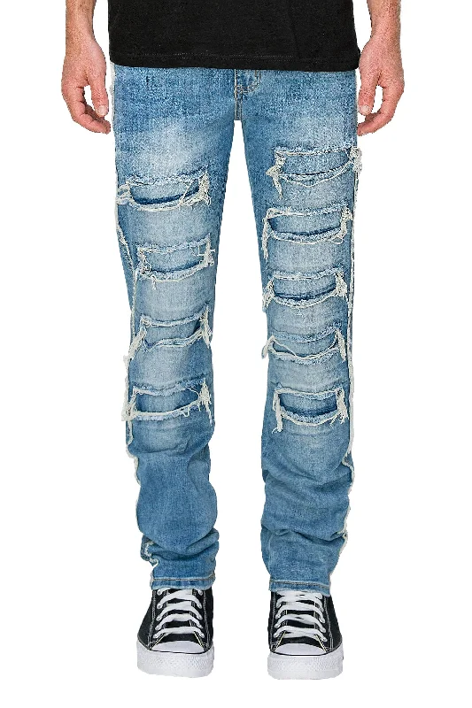 Men's Side Raw Edge Rip & Repair Denim Jeans Trendy Men's Oversized Trendy Men's Oversized