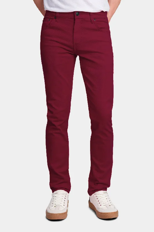 Men's Essential Skinny Fit Colored Jeans (Burgundy) Minimalist Men's Casual  Minimalist Men's Casual 