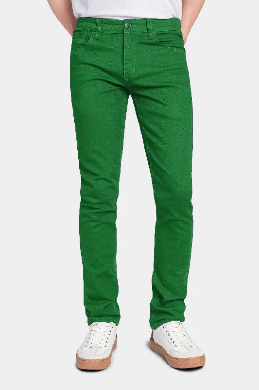 Men's Essential Skinny Fit Colored Jeans (Kelly Green) Masculine Men's Thick Masculine Men's Thick