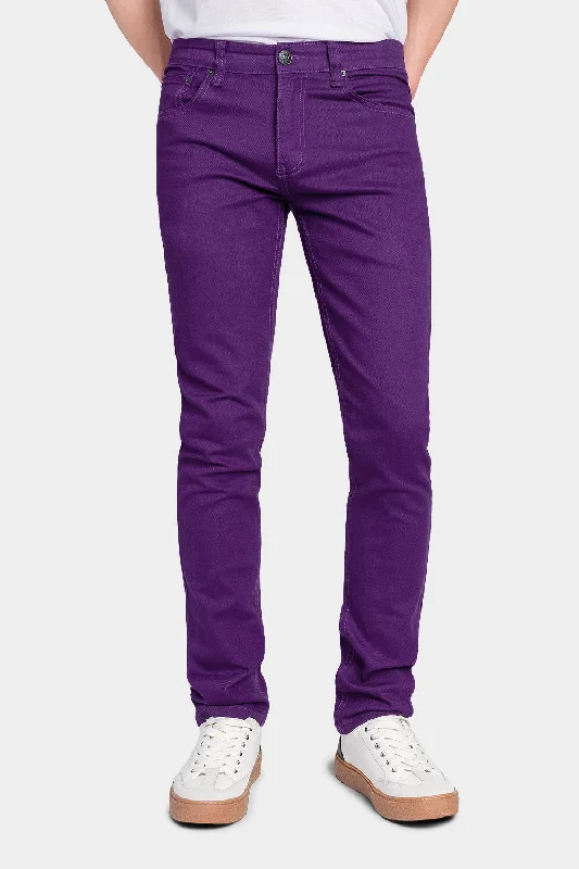 Men's Essential Skinny Fit Colored Jeans (Purple) Cozy Men's Winter Cozy Men's Winter