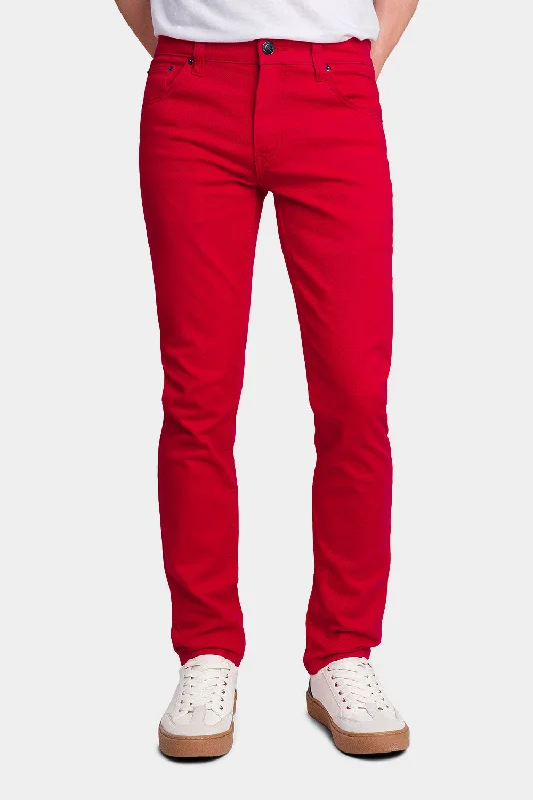 Men's Essential Skinny Fit Colored Jeans (Red) Dapper Men's 1920S Dapper Men's 1920S