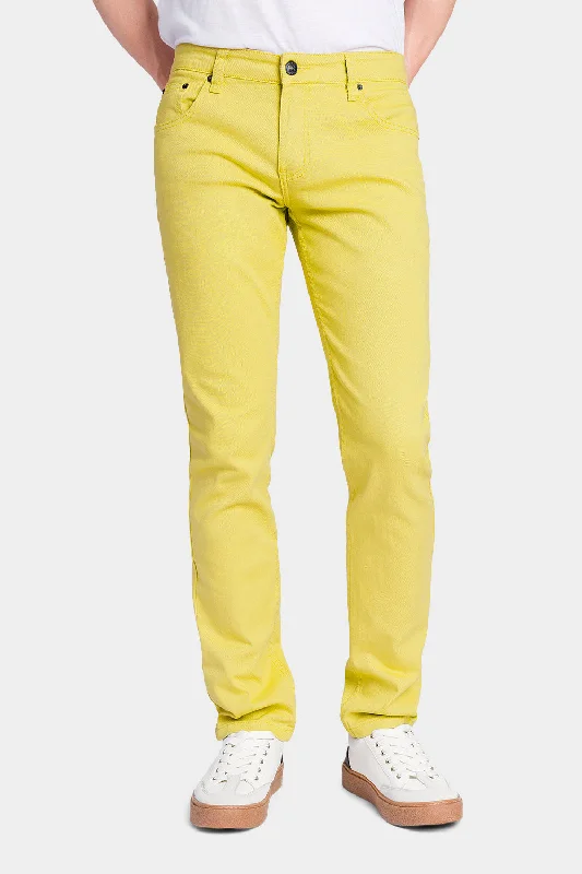 Men's Essential Skinny Fit Colored Jeans (Yellow) Traditional Men's Country Traditional Men's Country