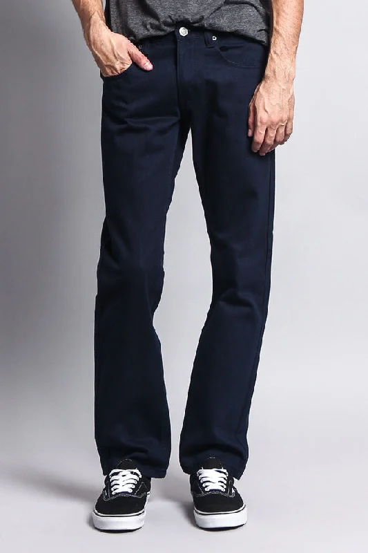 Men's Slim Fit Colored Denim Jeans (Navy) Masculine Men's Thick Masculine Men's Thick