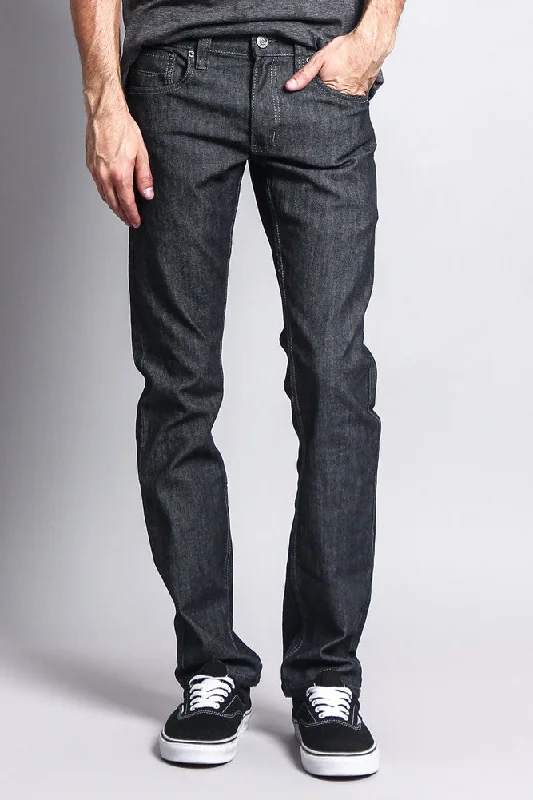 Men's Slim Fit Colored Denim Jeans (Raw Grey) Sleek Men's Metallic Sleek Men's Metallic