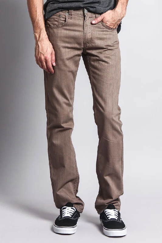 Men's Slim Fit Colored Denim Jeans (Taupe) Organic Organic