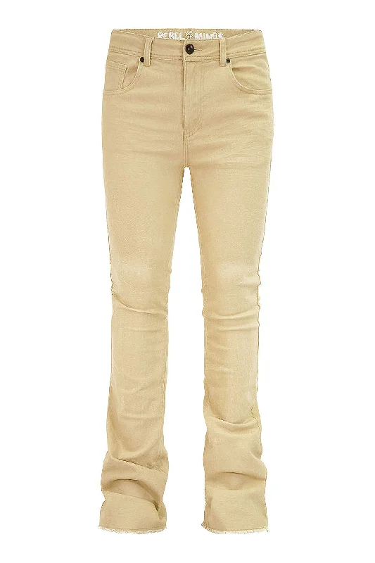 Men's Solid Twill Stacked Flared Jeans Vacation Vacation