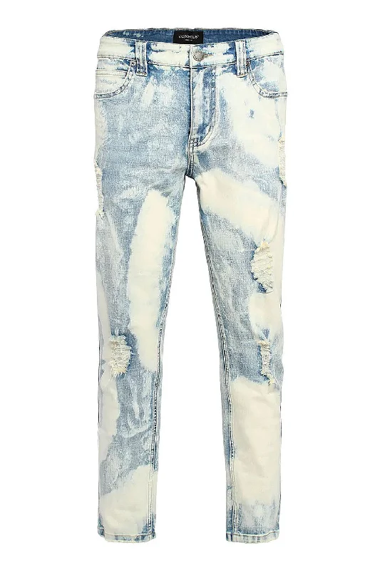 Men's Splatter Bleached Distressed Denim Jeans Earthy Men's Hemp Earthy Men's Hemp