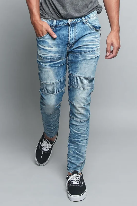 Moto Biker Denim Jeans Stylish Men's Neon Stylish Men's Neon