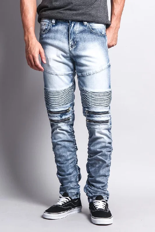 Scrunch Stacked Biker Jeans Youthful Men's Anime Youthful Men's Anime